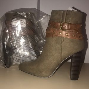 Olive high heel boots
